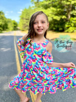 Load image into Gallery viewer, Neon Tie Dye Cold Shoulder Dress
