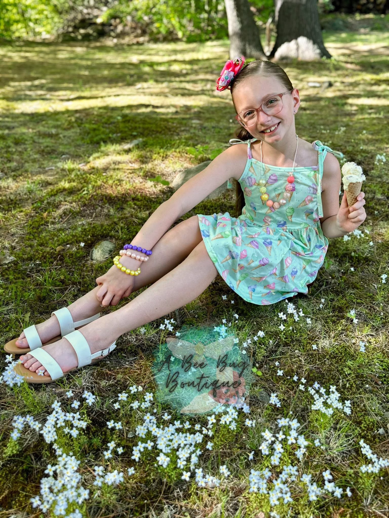 Sweet Scoops Tie Shoulder Dress