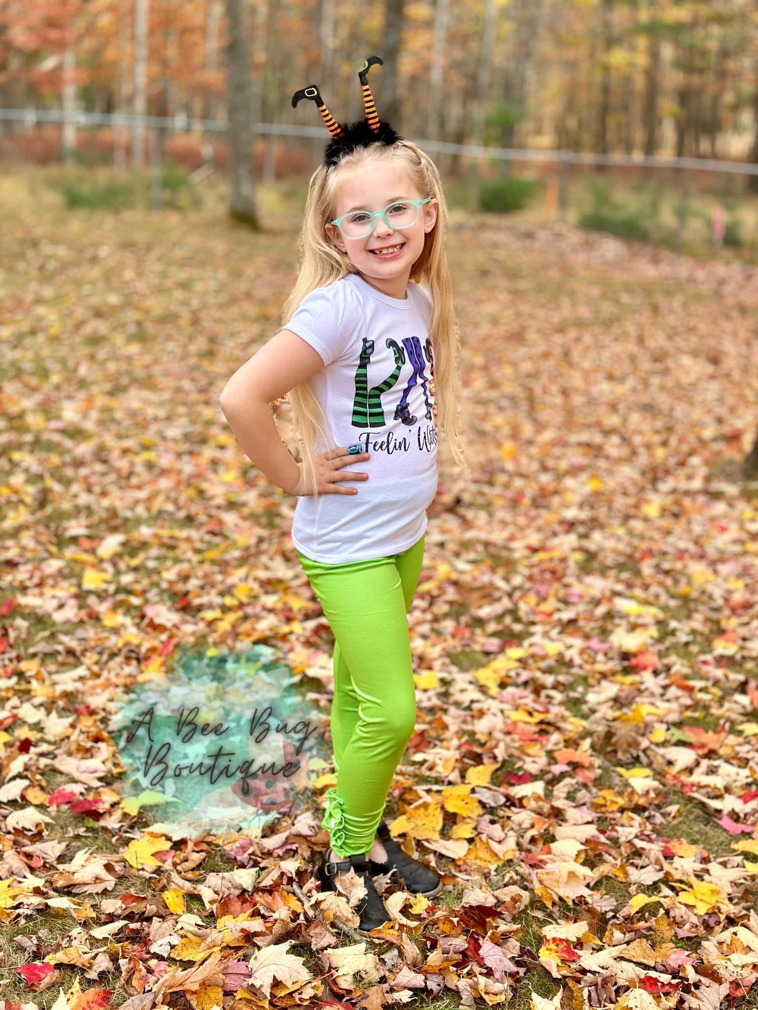 Neon Lime Button Leggings