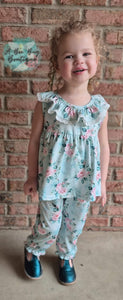 Spring Sage Floral Romper