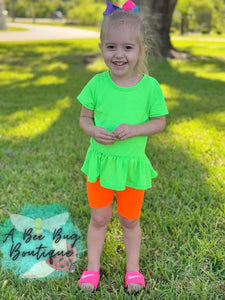 Neon Green Short Style Peplum Top