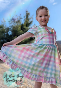 Rainbow Plaid Twirl