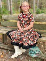 Load image into Gallery viewer, Midnight Blooms Bow Back Twirl Dress
