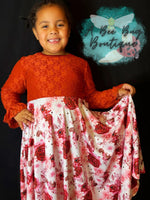 Load image into Gallery viewer, Red Roses Lace Sleeve Twirl
