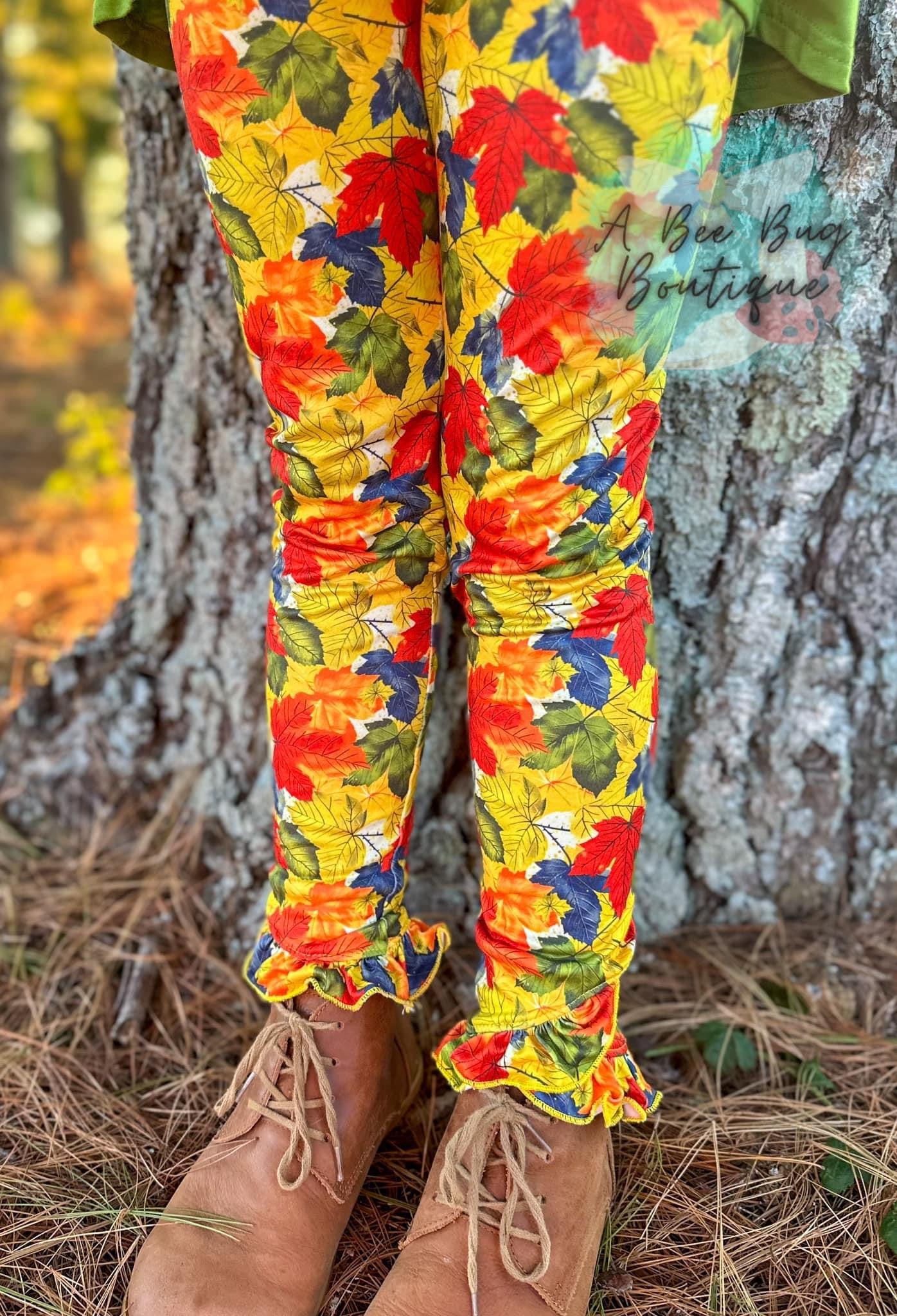 Colors of Fall Cross Flutter Leggings