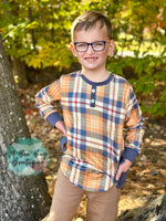 Load image into Gallery viewer, Autumn Plaid Henley Top

