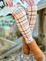 Load image into Gallery viewer, Cozy Plaid Floral Eyelet Lace Leggings Set
