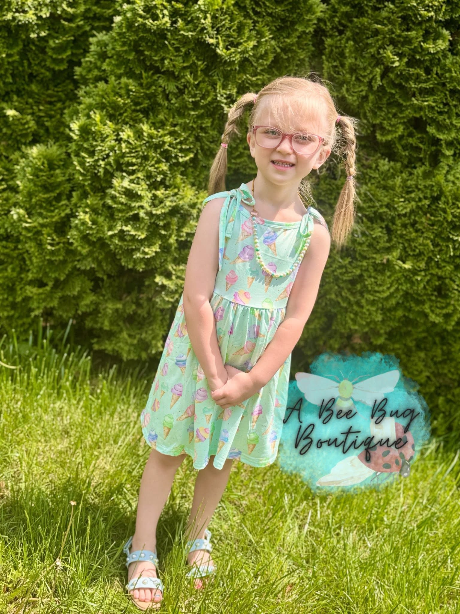 Sweet Scoops Tie Shoulder Dress