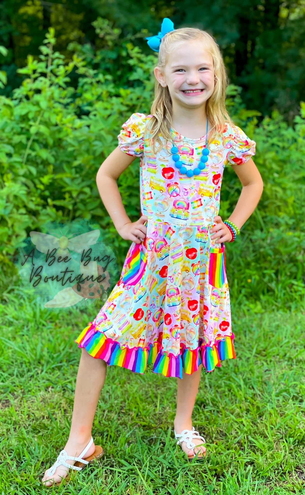 Rainbow Scholar Twirl Dress