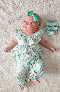Spring Sage Floral Romper