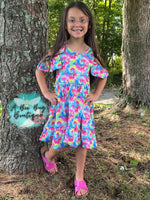 Load image into Gallery viewer, Neon Tie Dye Cold Shoulder Dress
