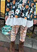 Load image into Gallery viewer, Cozy Plaid Floral Eyelet Lace Leggings Set
