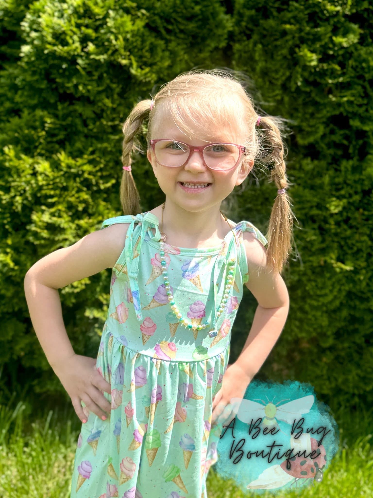Sweet Scoops Tie Shoulder Dress