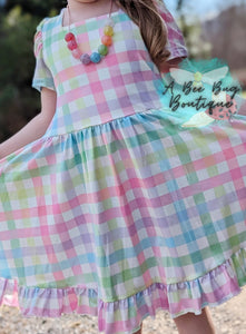 Rainbow Plaid Twirl