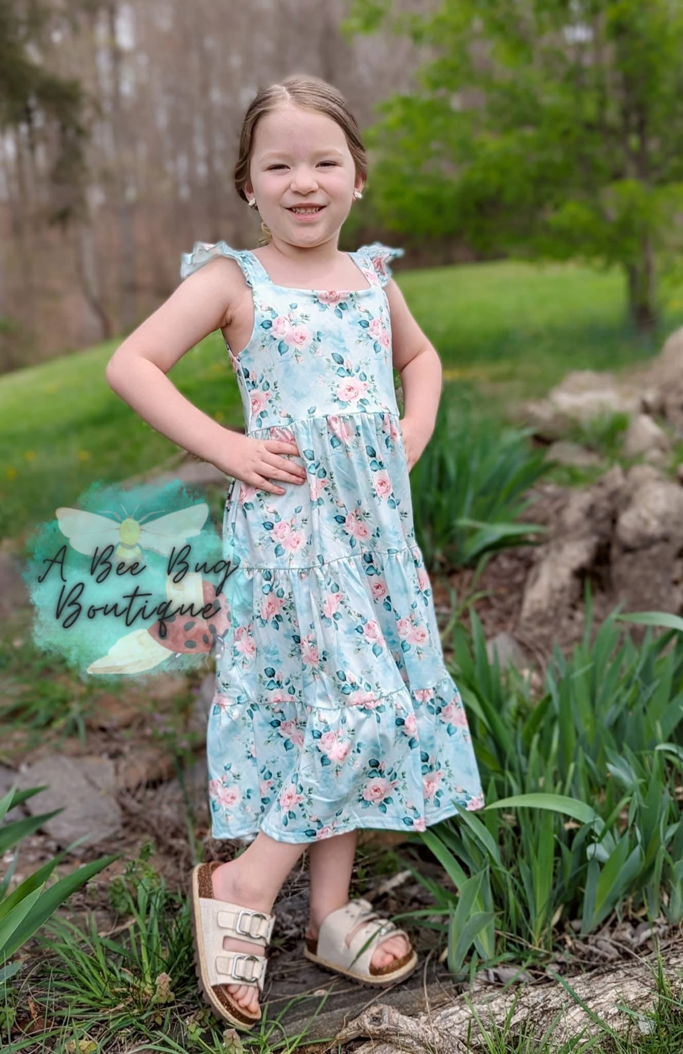 Spring Sage Floral Maxi Dress