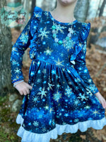 Load image into Gallery viewer, Snowflake Magic Crossback Twirl Dress
