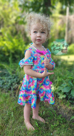 Load image into Gallery viewer, Neon Tie Dye Cold Shoulder Dress
