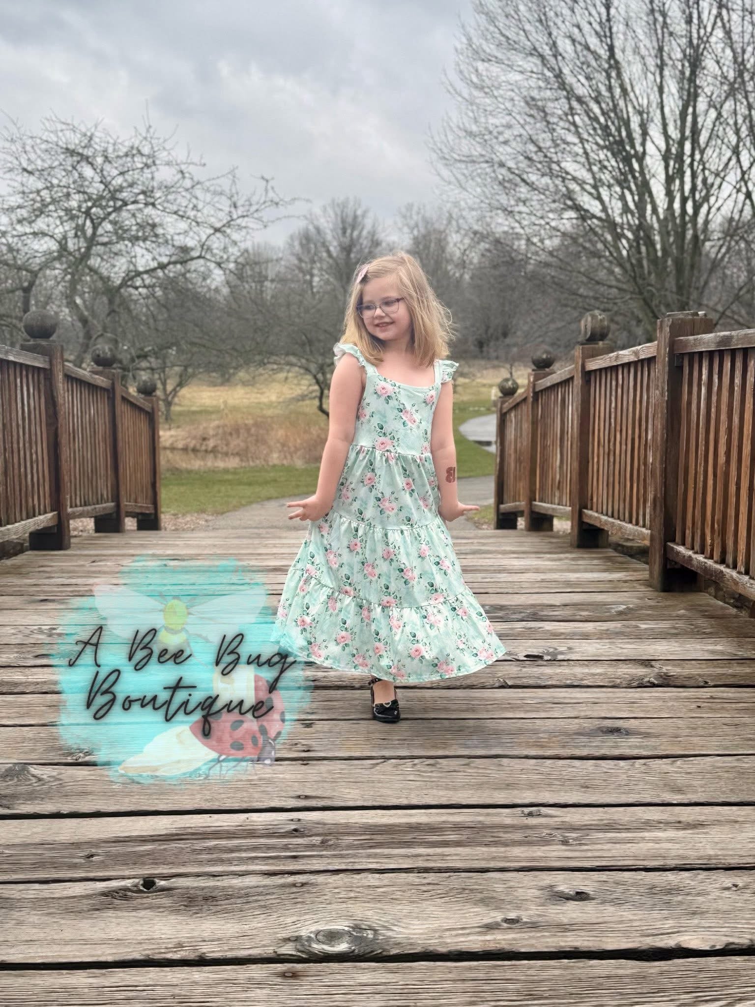 Spring Sage Floral Maxi Dress