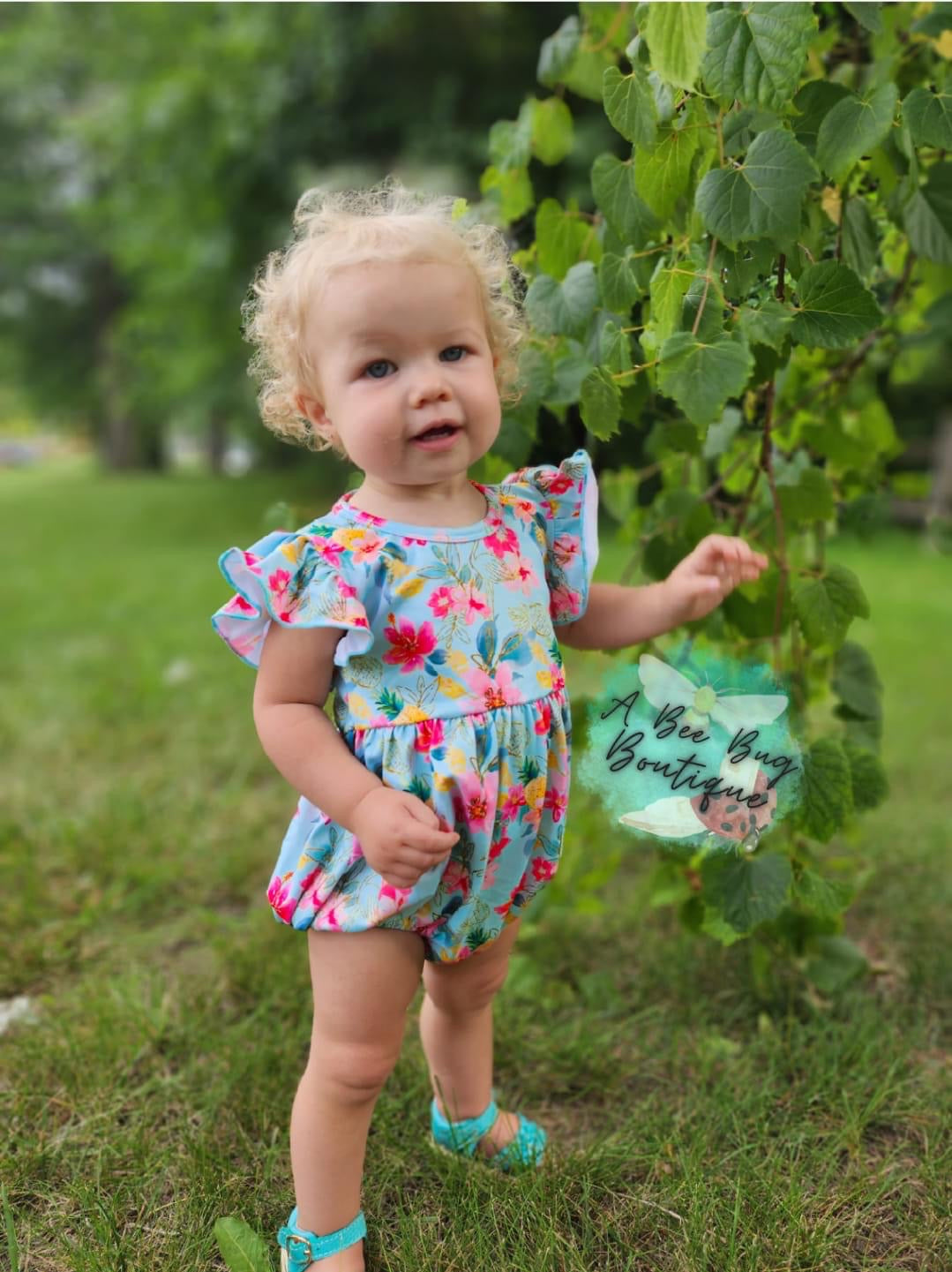 Minty Flamingoes Romper