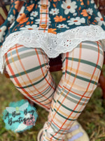 Load image into Gallery viewer, Cozy Plaid Floral Eyelet Lace Leggings Set
