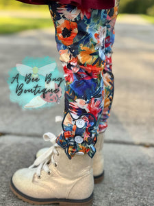 Autumn Bouquet Button Leggings