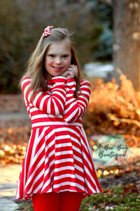 Red & White Striped Bow Back Peplum