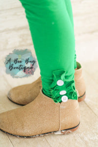 Green button leggings