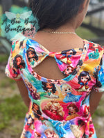Load image into Gallery viewer, Rainbow Princesses Bow Back Peplum
