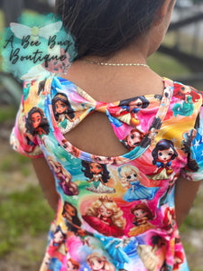 Rainbow Princesses Bow Back Peplum