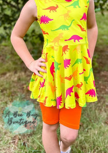 Neon Dinos Peplum Top