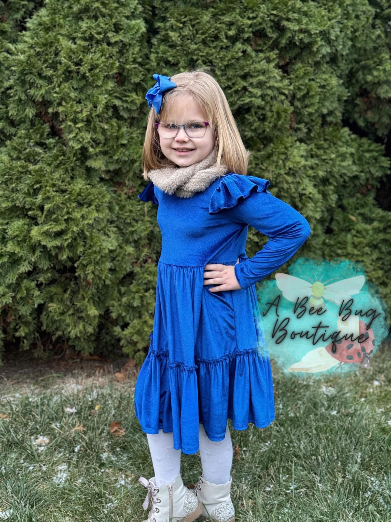 Sapphire Blue Velvet Dress