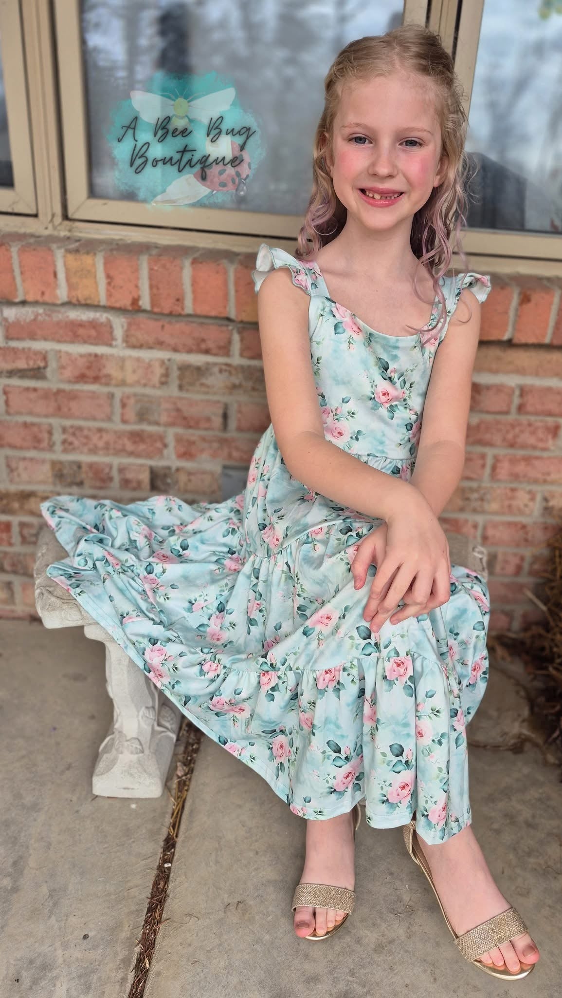 Spring Sage Floral Maxi Dress