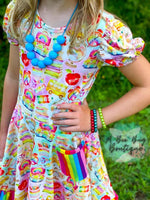 Load image into Gallery viewer, Rainbow Scholar Twirl Dress
