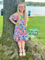 Load image into Gallery viewer, Neon Tie Dye Cold Shoulder Dress
