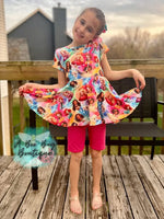Load image into Gallery viewer, Rainbow Princesses Bow Back Peplum
