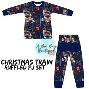 Christmas Train Ruffled pj set