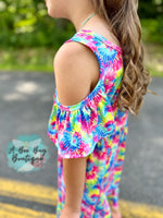 Load image into Gallery viewer, Neon Tie Dye Cold Shoulder Dress
