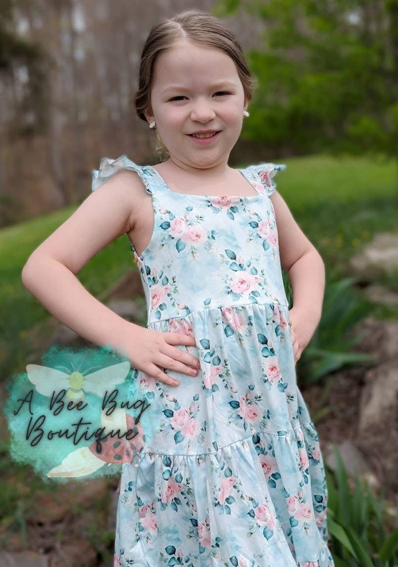 Spring Sage Floral Maxi Dress