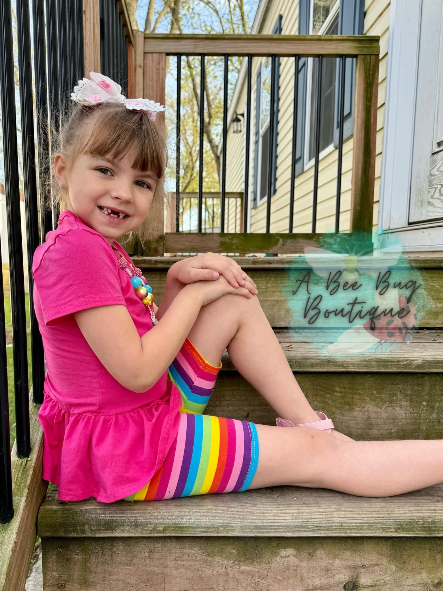 Rainbow Stripe Biker Shorts