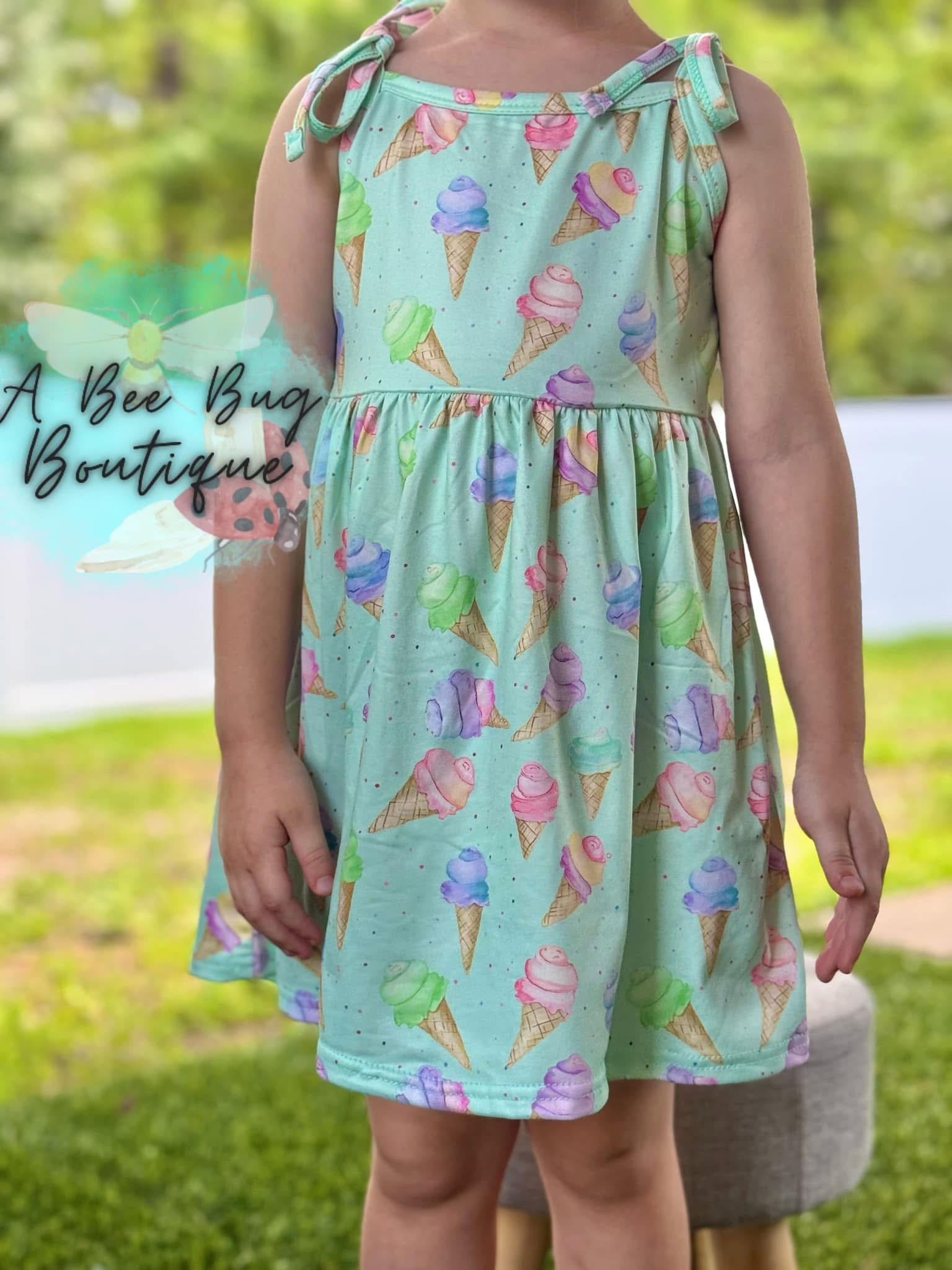 Sweet Scoops Tie Shoulder Dress
