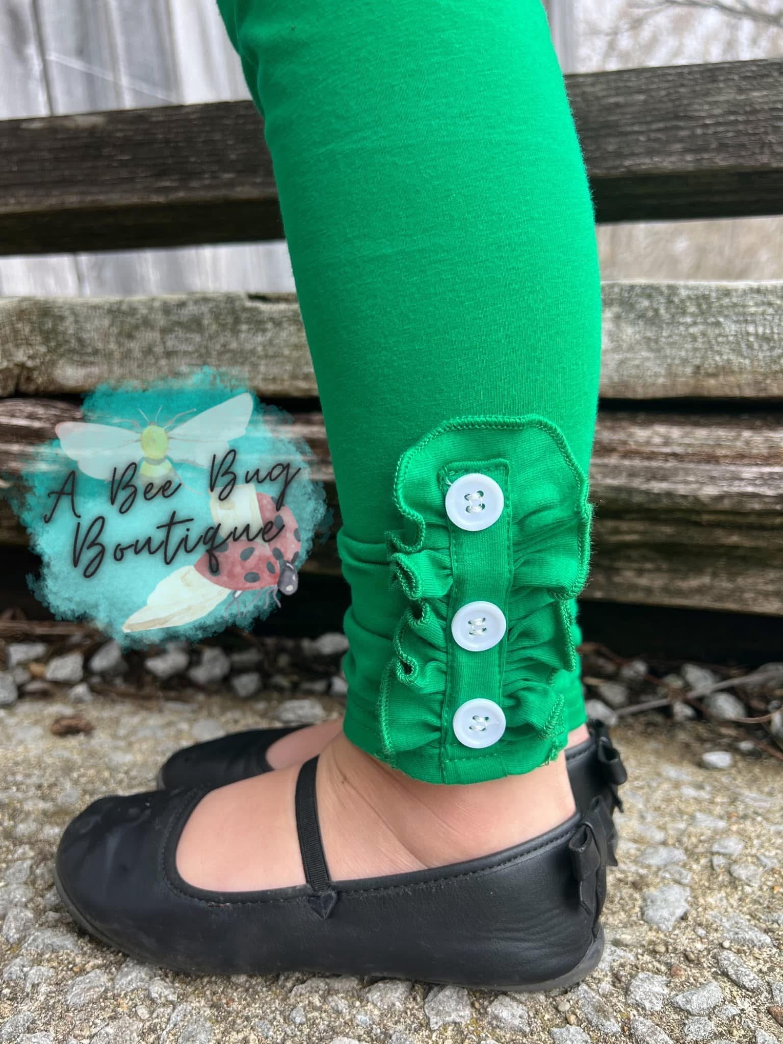 Green button leggings