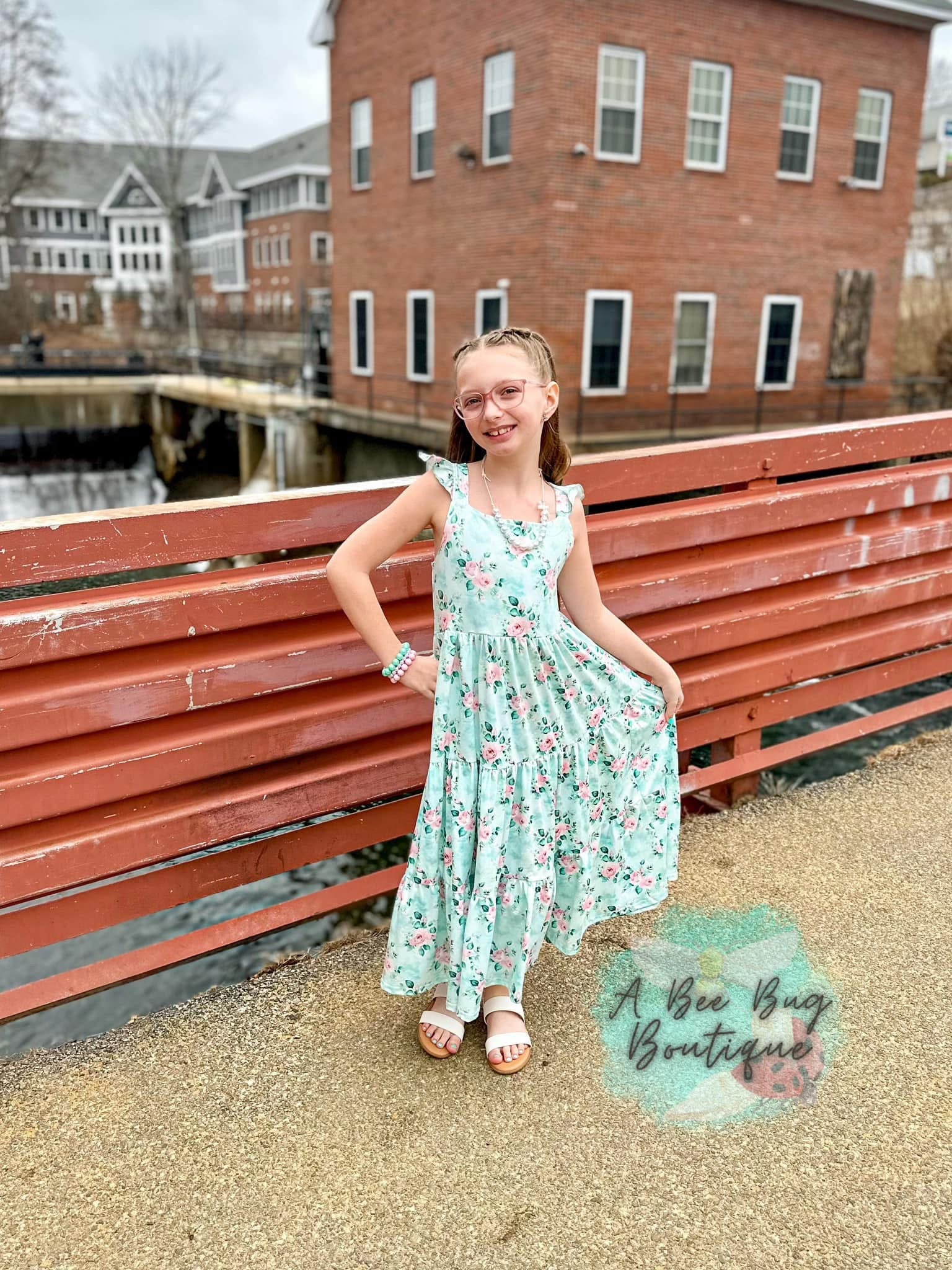 Spring Sage Floral Maxi Dress