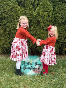 Red Roses Lace Sleeve Twirl