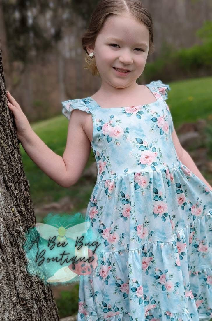 Spring Sage Floral Maxi Dress