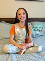 Load image into Gallery viewer, Green Bunnies Ruffle PJ Set
