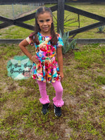 Load image into Gallery viewer, Rainbow Princesses Bow Back Peplum
