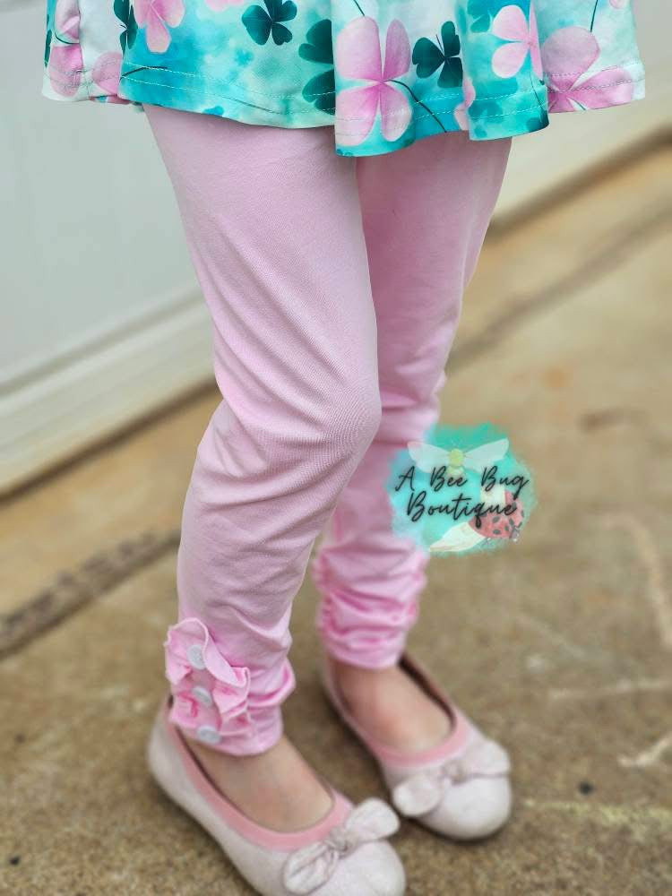 Pink Button Leggings