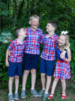 Load image into Gallery viewer, Patriotic Plaid Boys Collared Top
