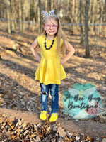 Load image into Gallery viewer, Daffodil Yellow Peplum Tank
