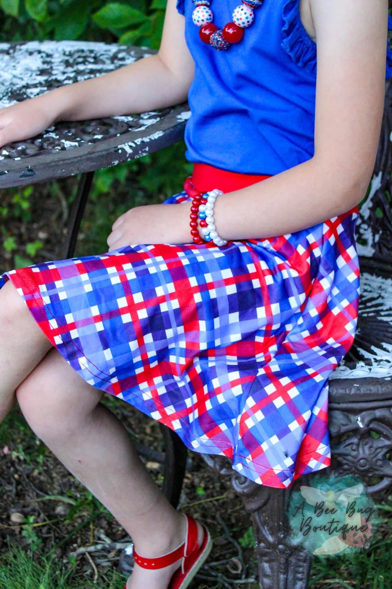 Patriotic Plaid Skirted Shorts